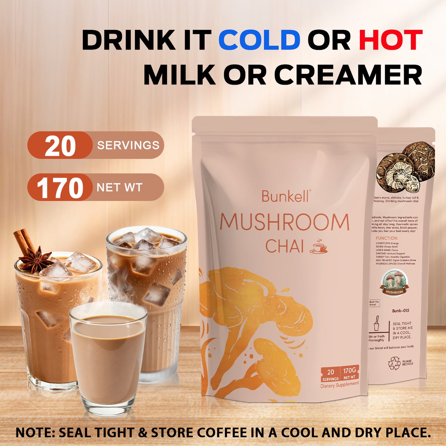 Bunkell Chai Mushroom Blend | 20 Servings