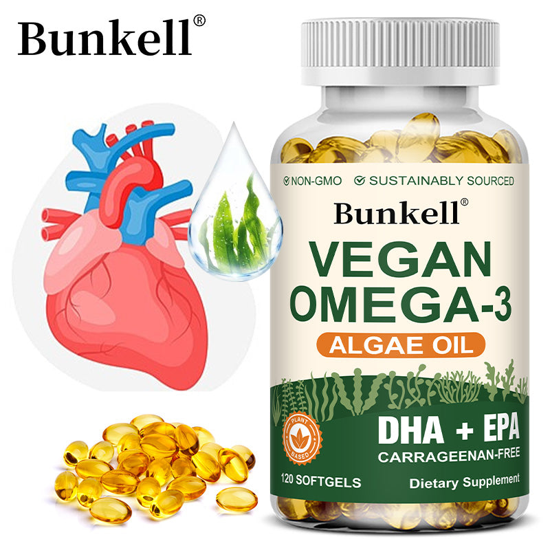 Bunkell Vegan Omega-3 Algae Oil | DHA + EPA Support for Brain, Heart & Eye Health
